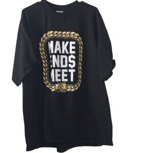 Streetwise Black "Make Ends Meet" Graphic T-Shirt 2XL Cotton Mens